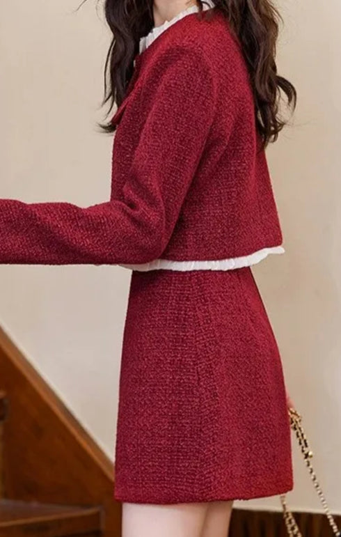 Women Stylish Short Tweed Co-Ord Sets